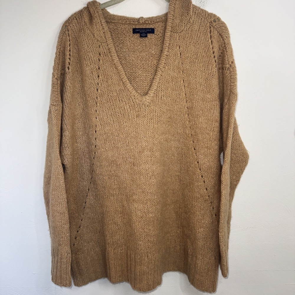 American Eagle Jegging Fit wool blend hooded sweater tan size large